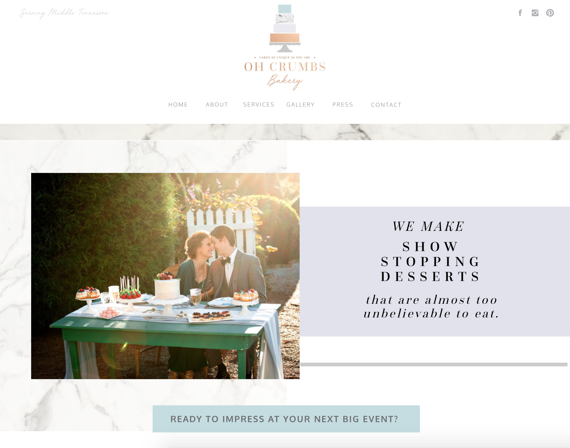 Example of Oh Crumbs Bakery Website Example of Oh Crumbs Bakery Website