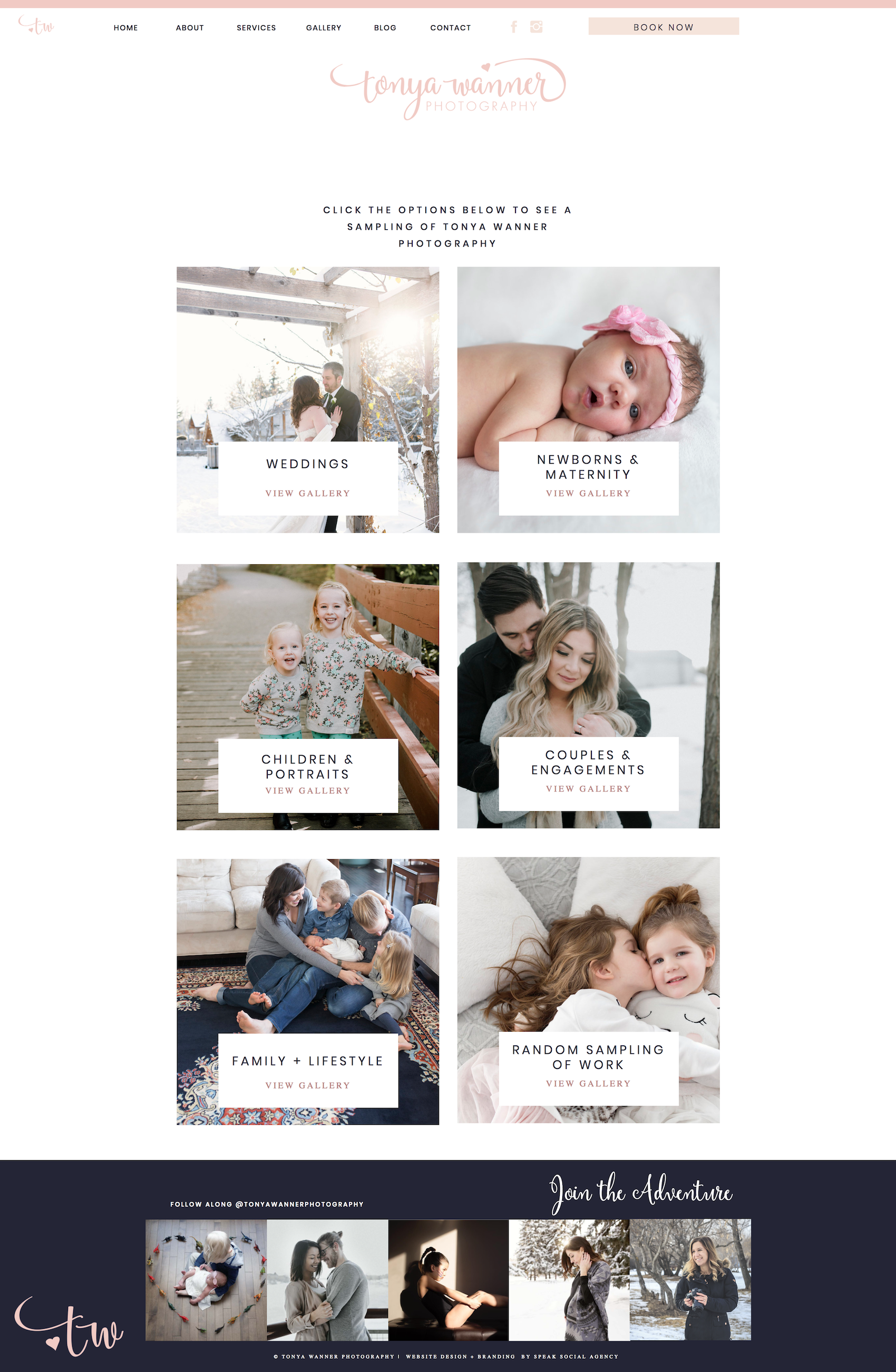 TonyaWanner-GalleryPage Showit website design for photographer - feminine, pink website for newborn, maternity and family photographer