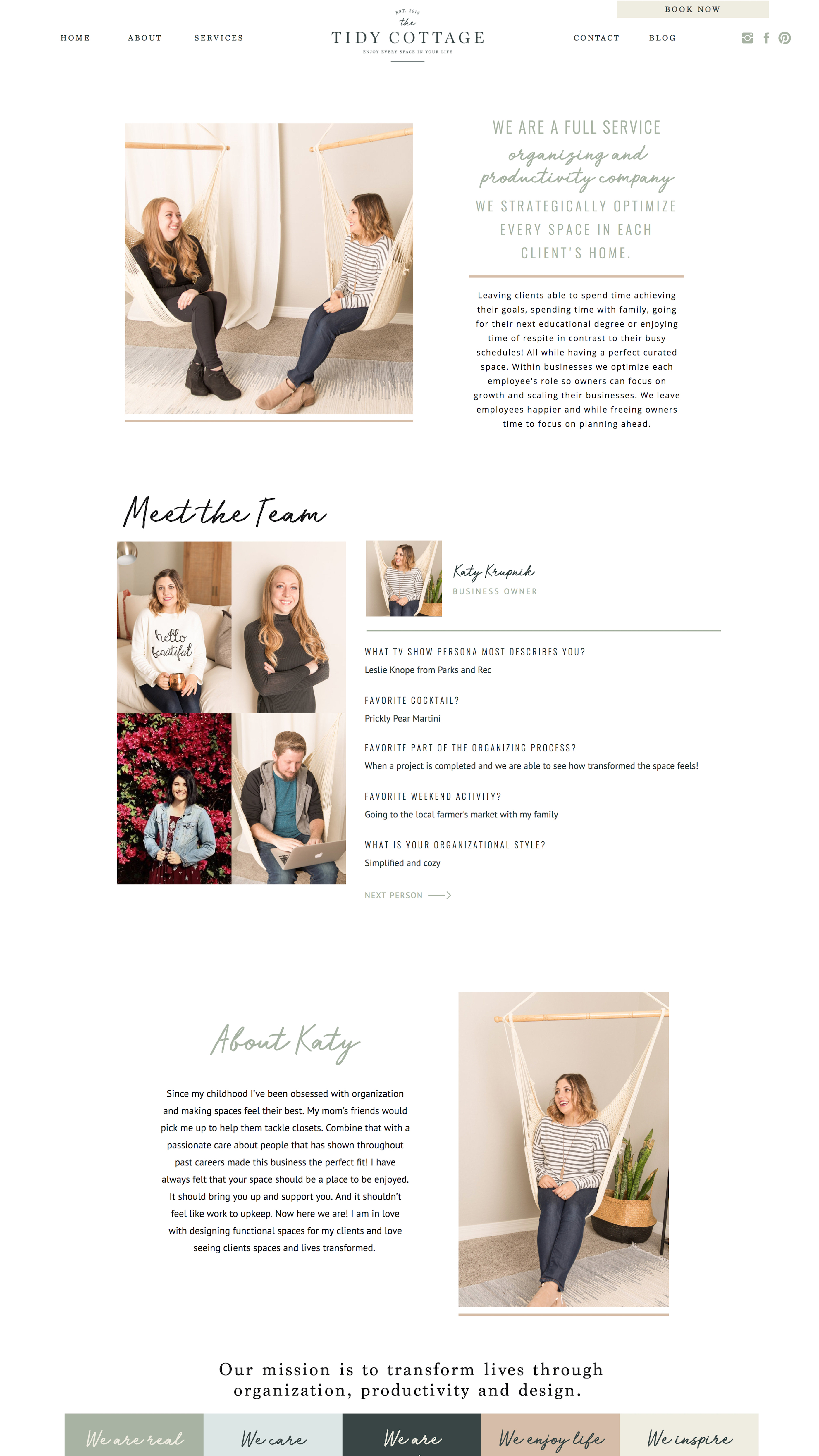 IGStory-AboutPage Cozy, chic website design for home organizing company