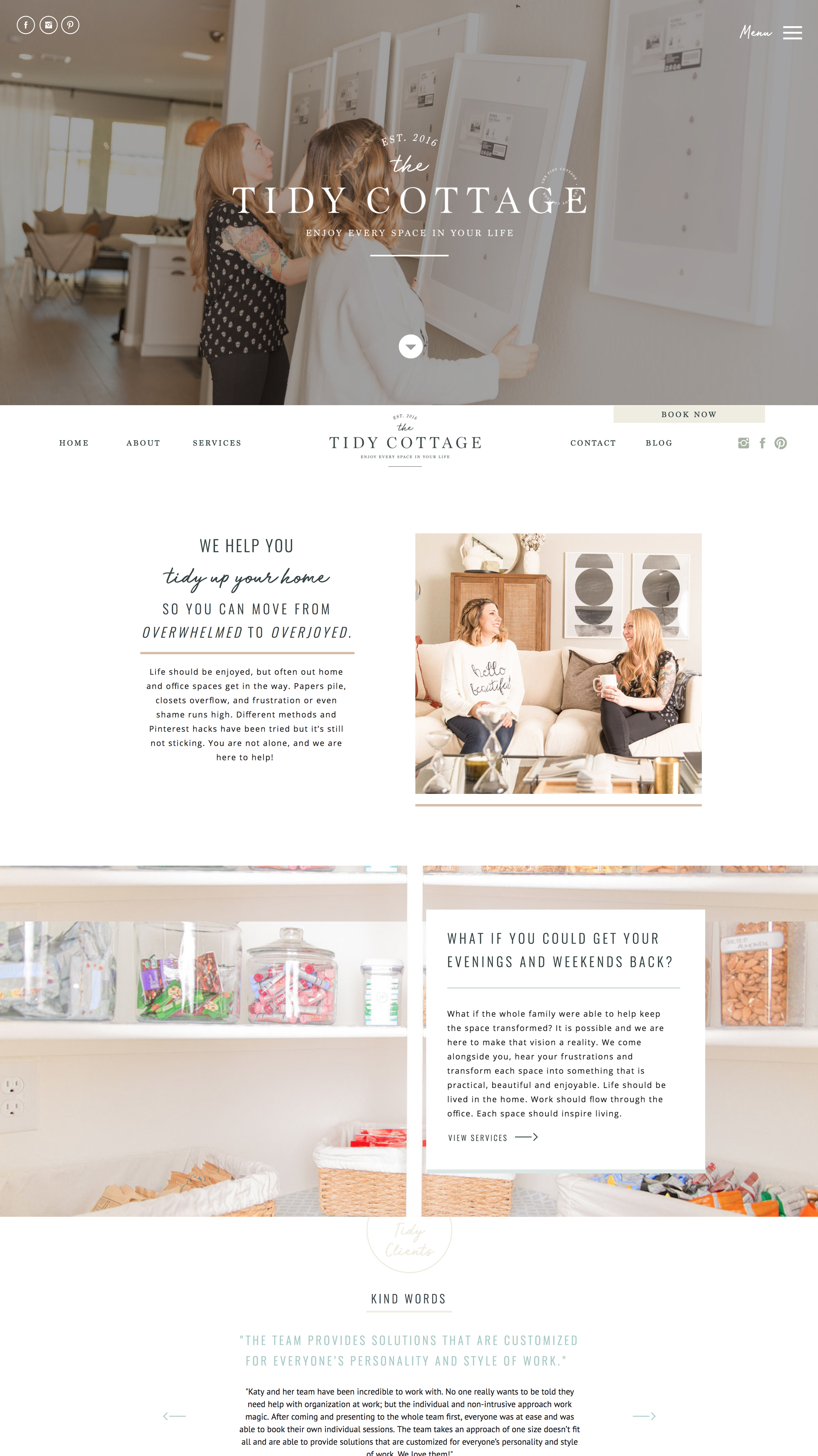 IGStory-HomePage Cozy, chic website design for home organizing company