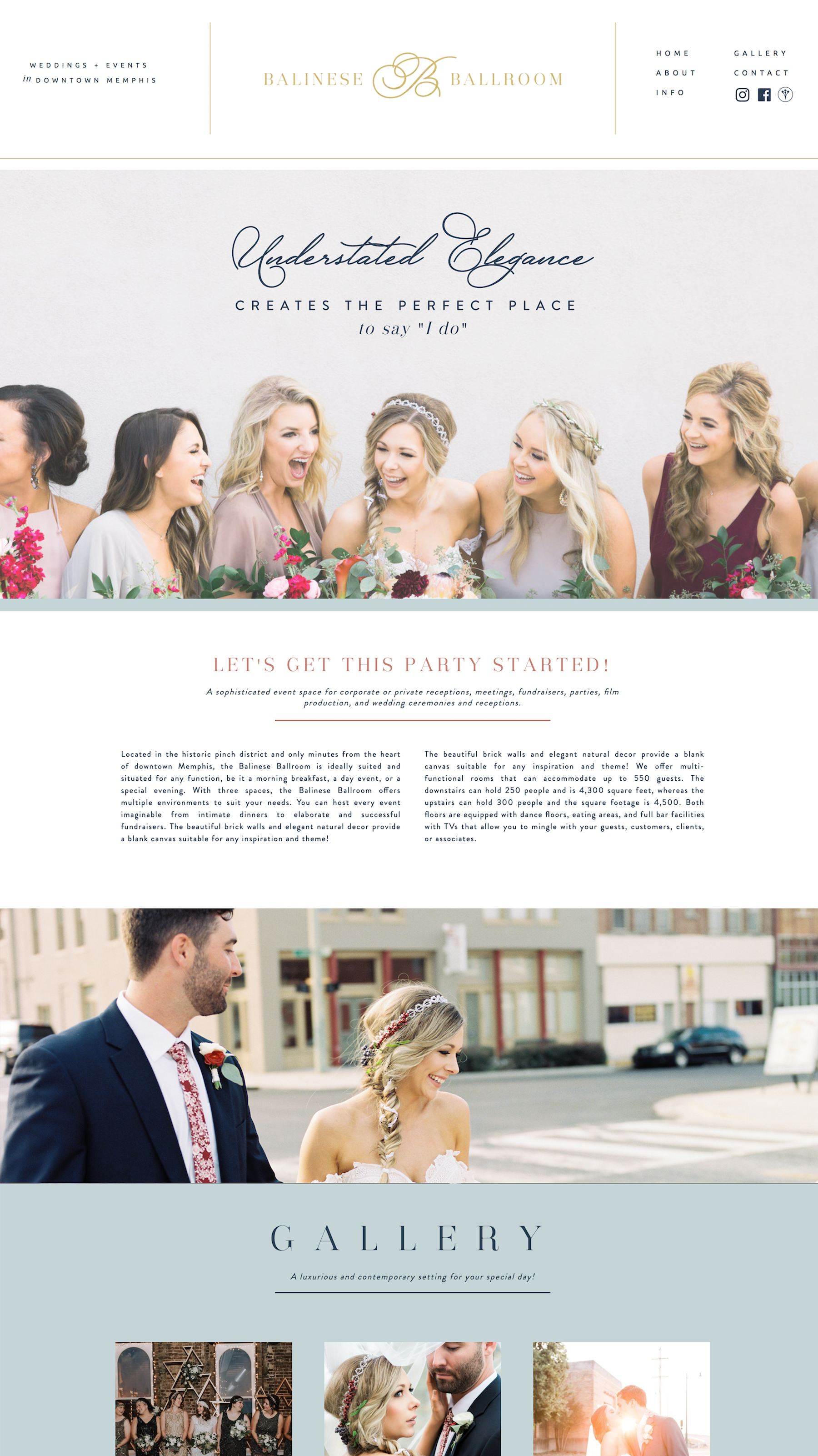 IGStory-HomePage Urban, sophisticated, contemporary wedding venue branding and website on Showit!