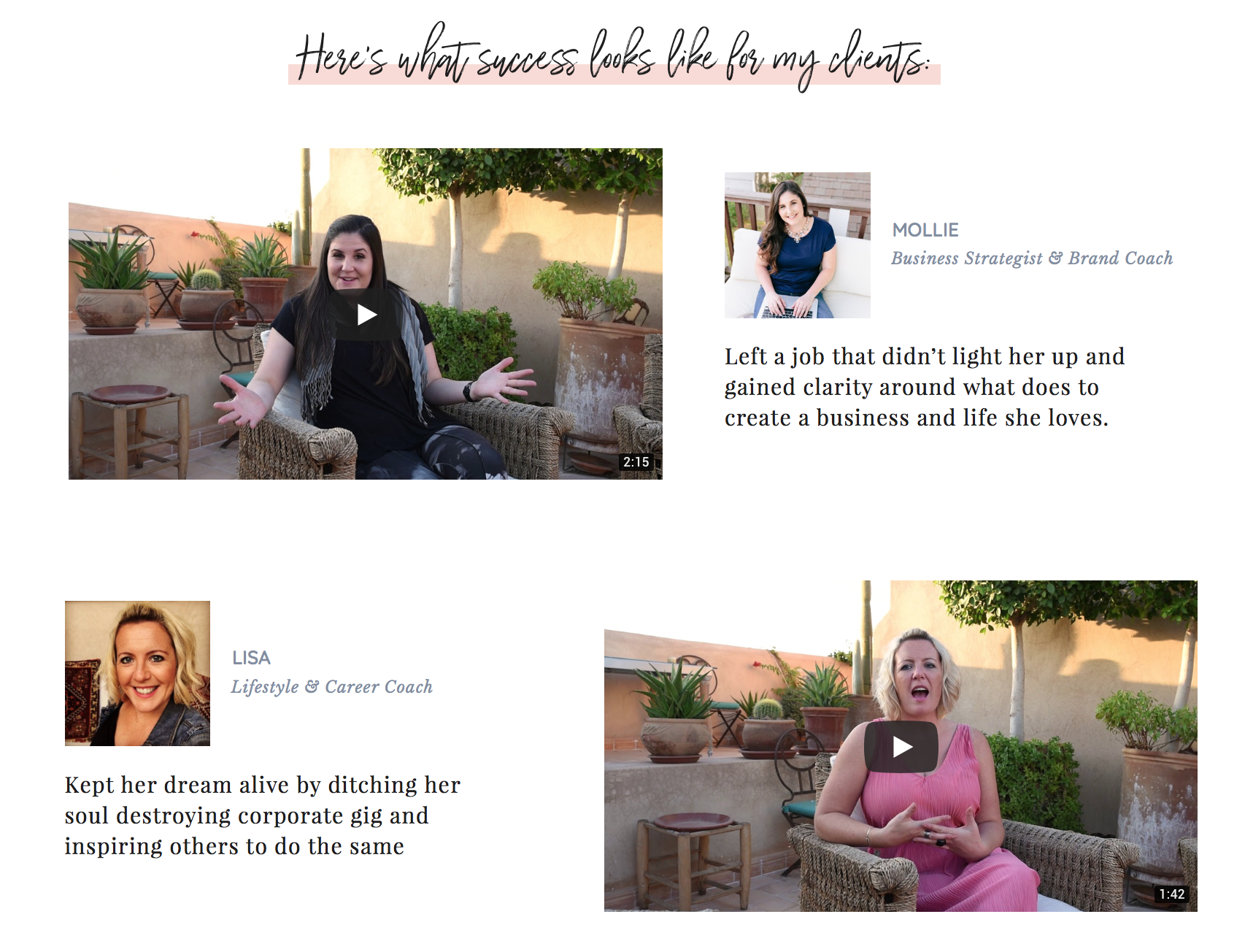 Screen Shot 2018-04-25 at 3.00.05 PM Example of one option for displaying testimonials on your website with a video testimonial page