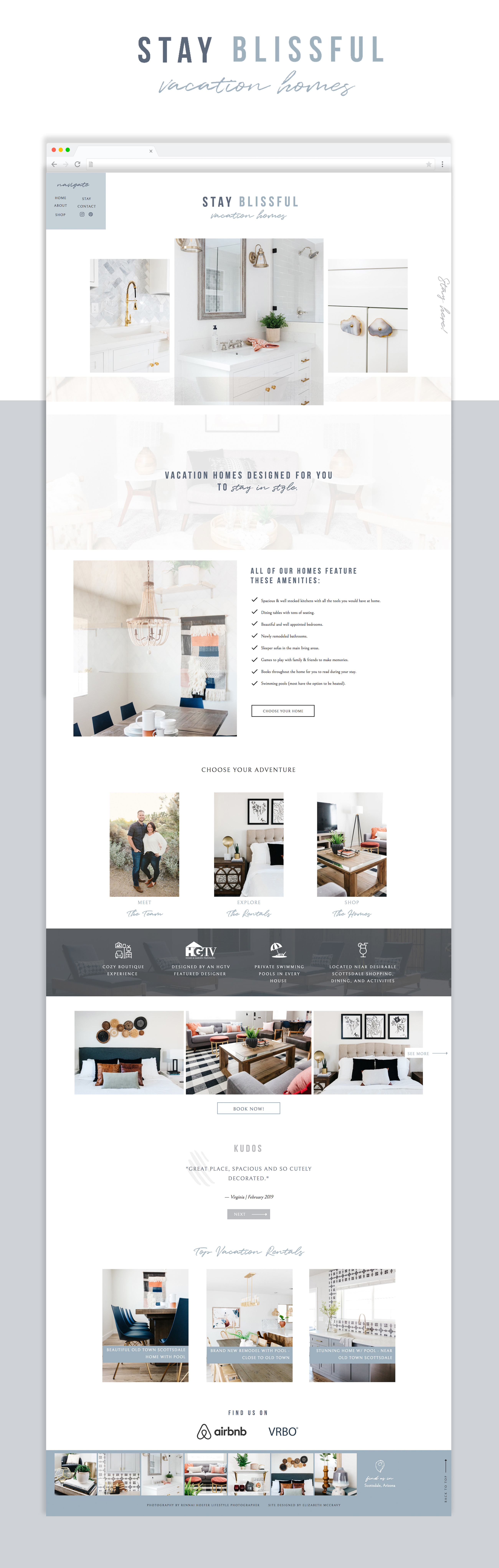 Elizabeth McCravy Showit Website Template Shop - Stay Blissful Vacation Homes - Templates for inteior designers - 2 Showit website template for interior designers and home stagers, Showit website example for interior designers by Elizabeth McCravy - EM Shop templates for photographers, videographers, coaches, and creatives!