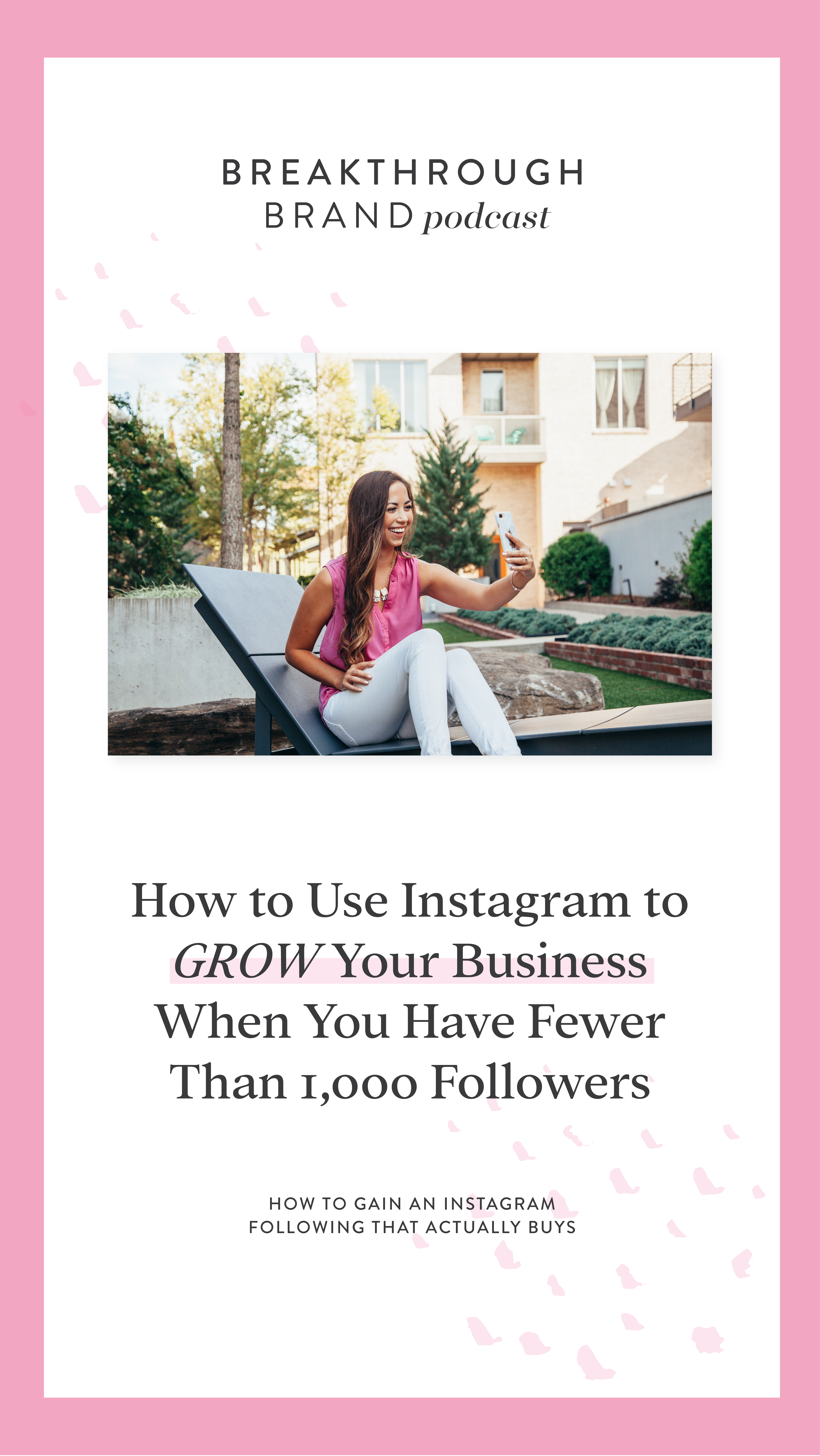 How to Grow Your Business with Instagram -01 Instagram strategy is different at every follower level. What works for someone with 100,000 followers won’t necessarily work the same for someone with 1,000 followers. In this episode, I’m sharing Instagram strategy for the business owners who are NEWER to the follower game — with less than 1,000 followers, specifically. If that’s not you, no worries! You’ll still be able to glean a lot from this episode all about Instagram strategy!