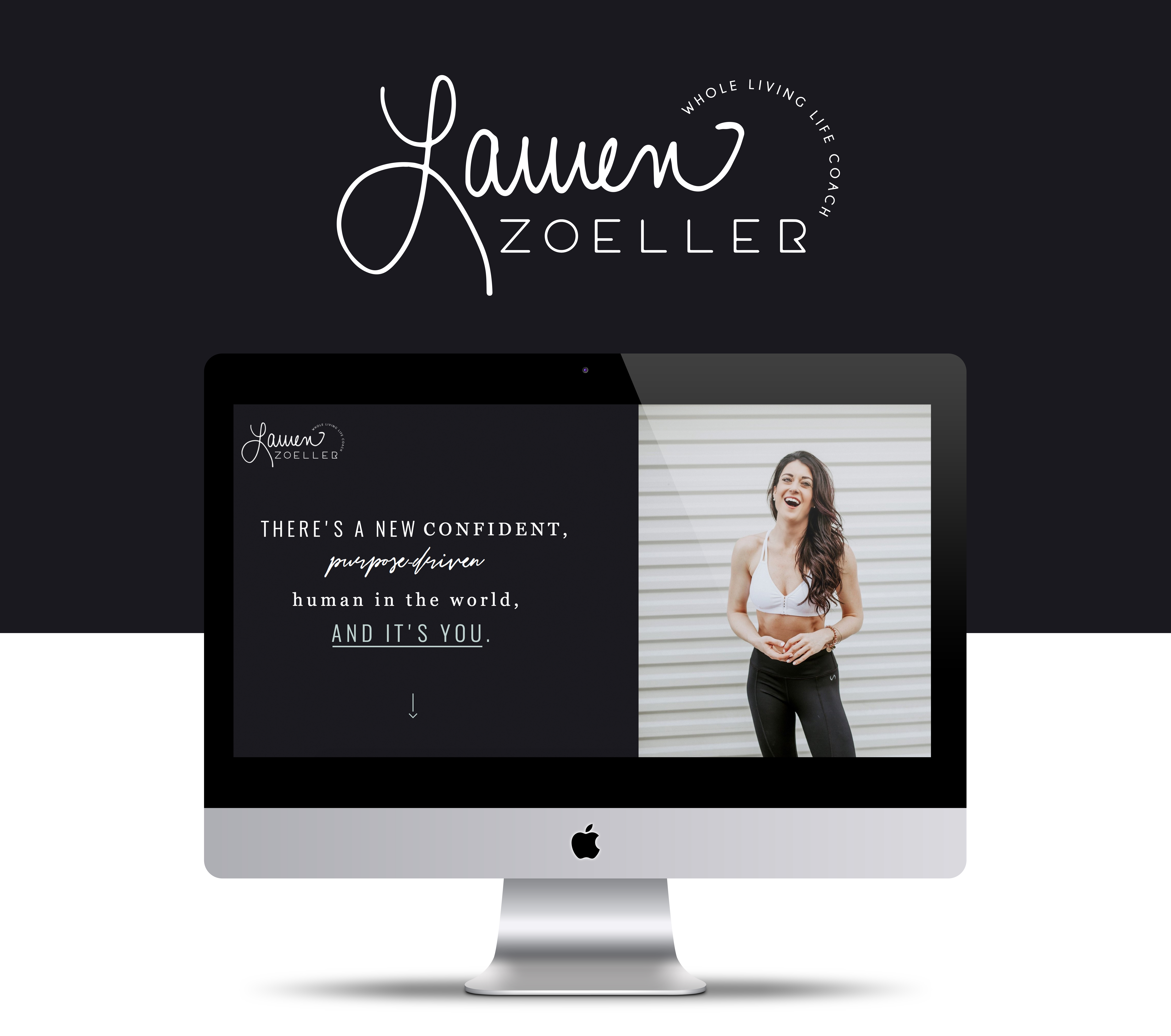 Lauren Zoeller life coach website black and white fierce yoga teacher website