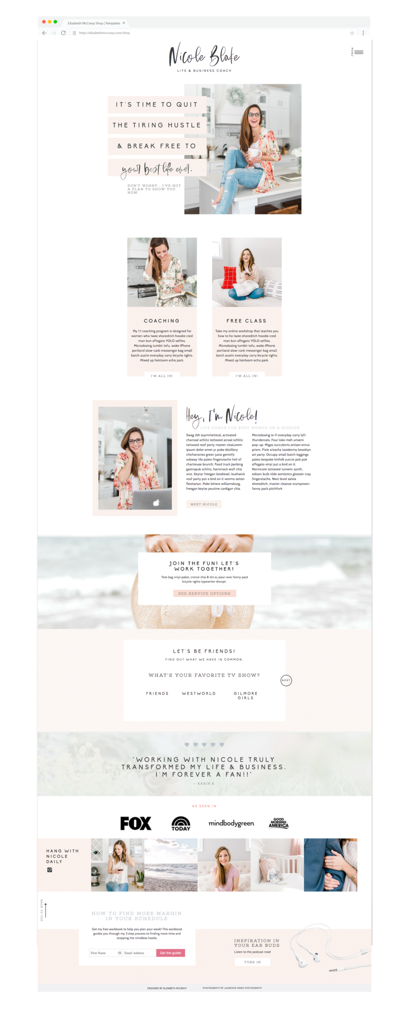 Premium Showit website template for coaches and personal brand businesses - Showit5 Template by EM Shop