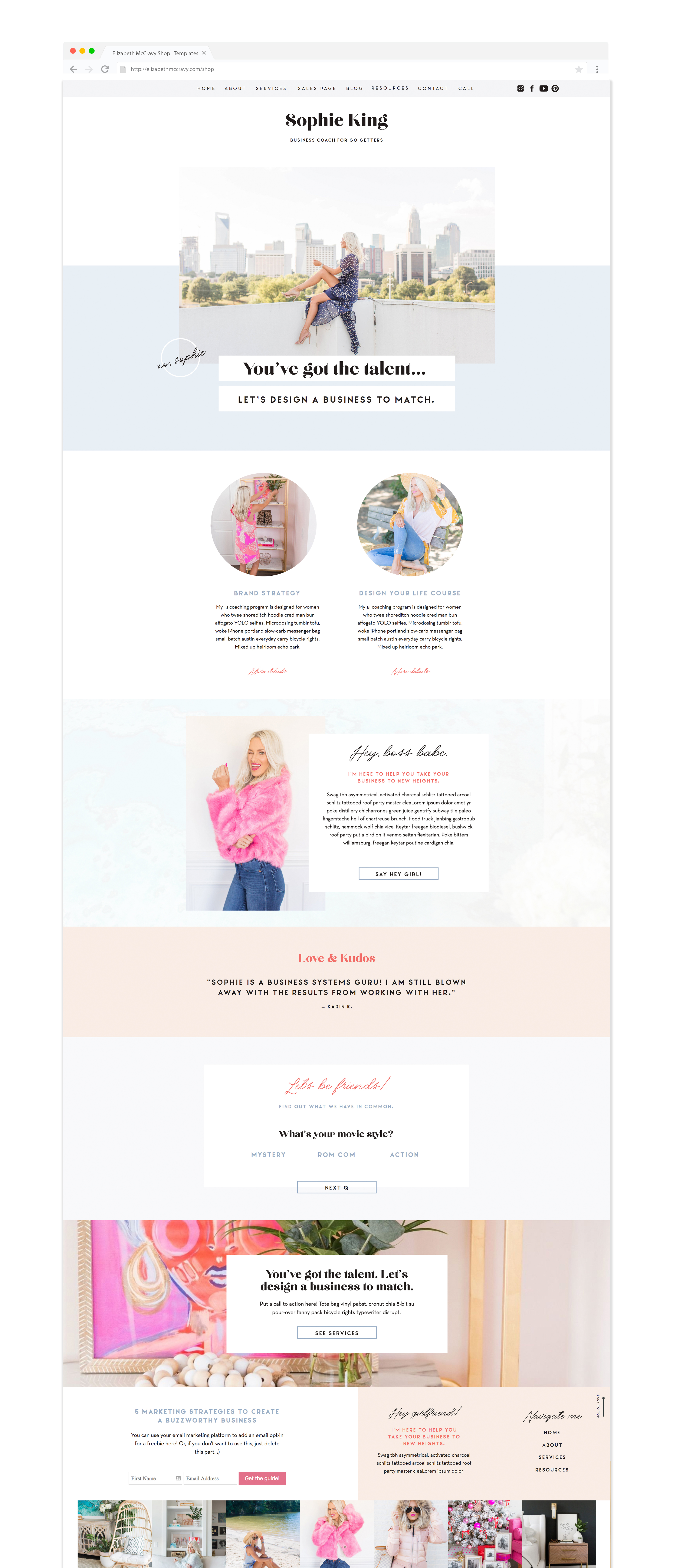 Showit website template for coaches and personal brand businesses - Showit5 Template by EM Shop