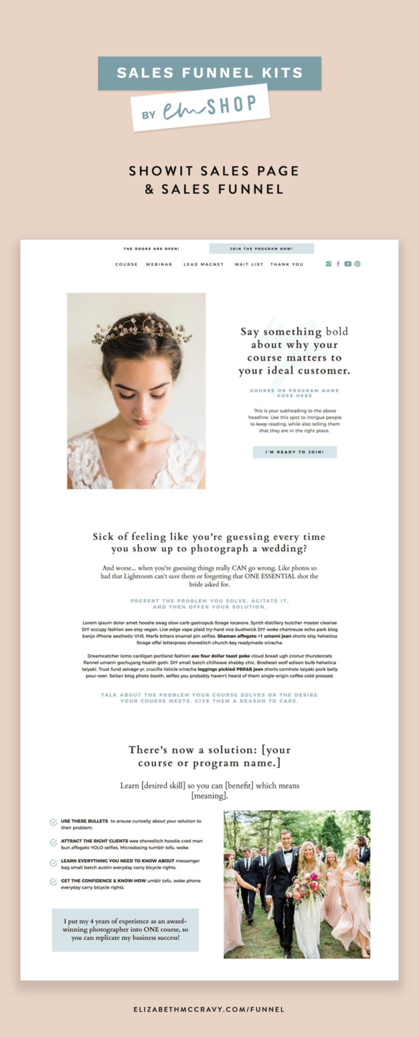 Showit-Sales-Funnels-Sales Pages Showit sales page template for photographers