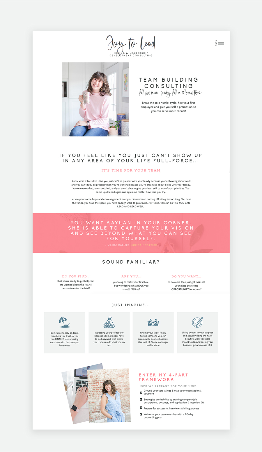 Joy to Lead used the Nicole Blake template by EM Shop for her hiring and leadership coaching business!