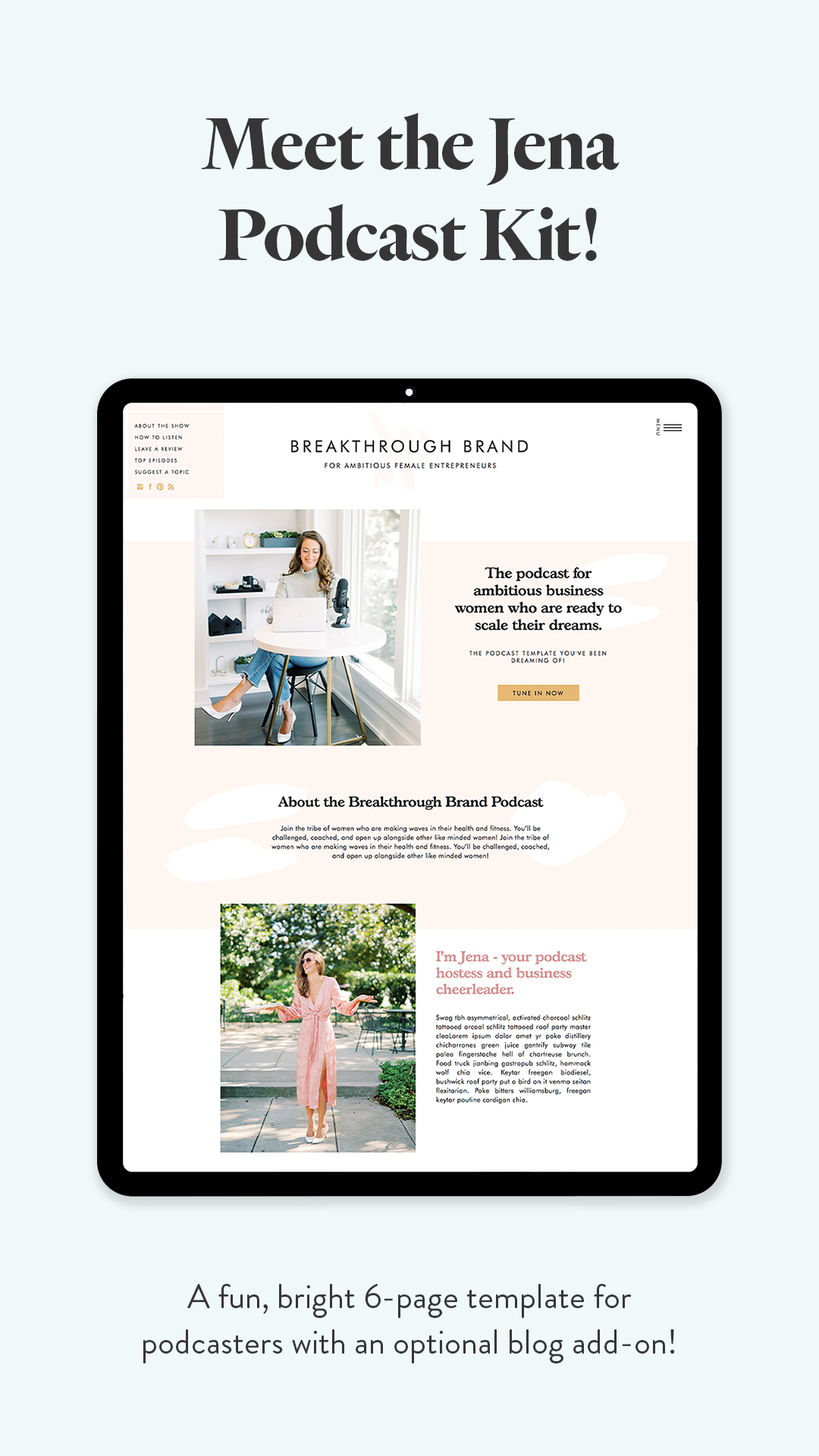 Jena podcast kit template ipad version.