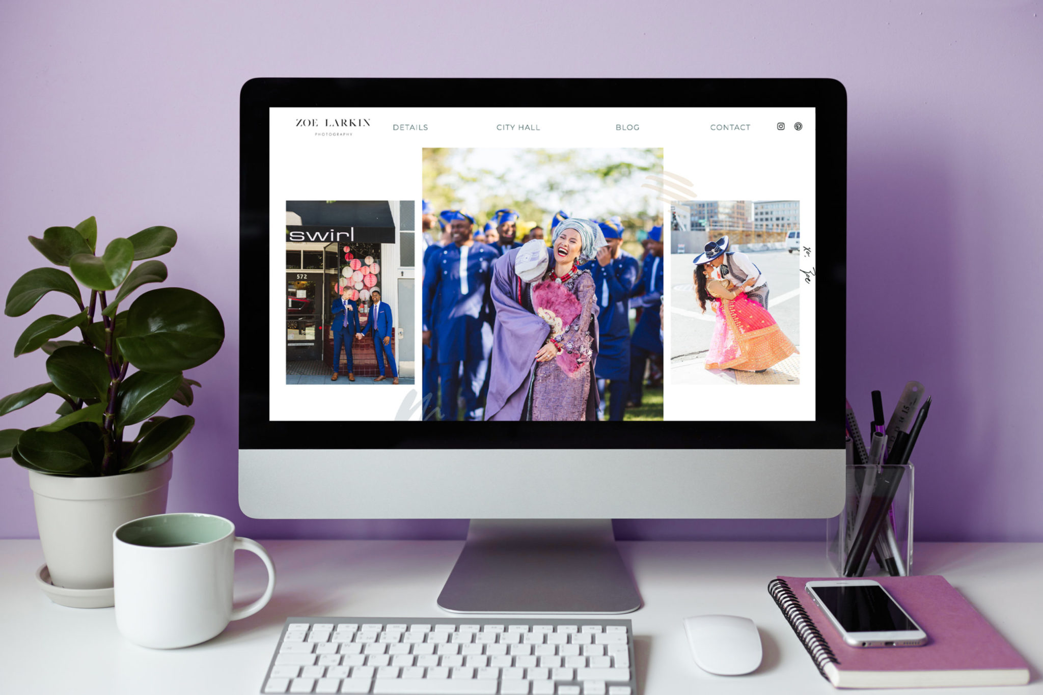 Beautiful Showit website template for San Francisco wedding photographer, Zoe Larkin.