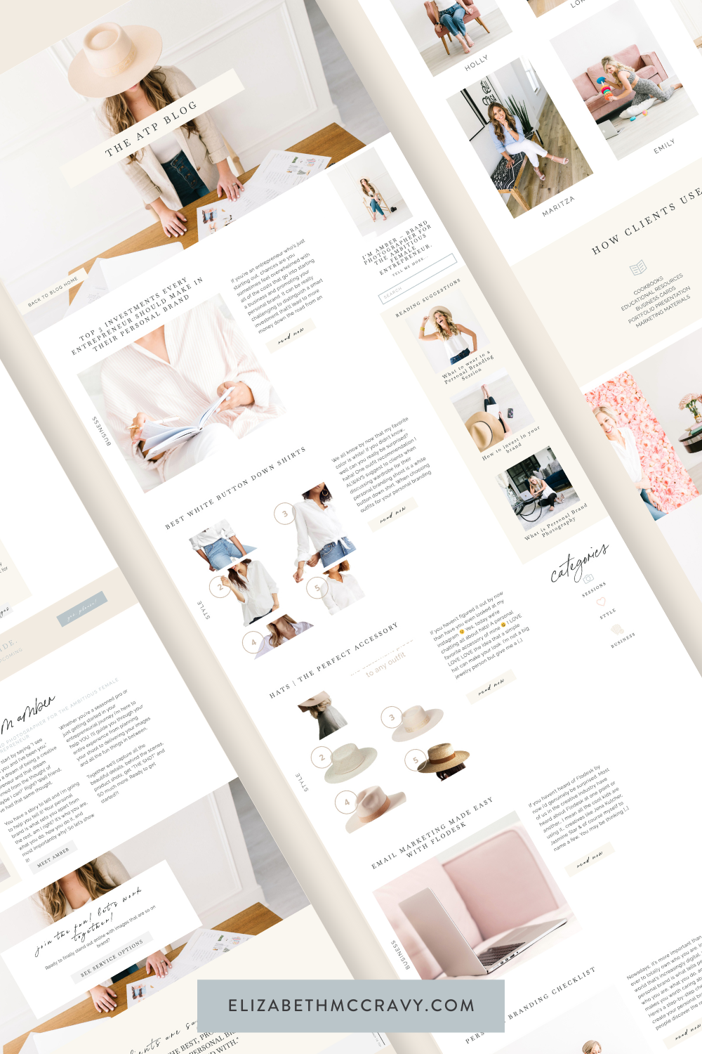 Say hello to Amber Tice and her beautiful, modern Showit template from EM Shop!