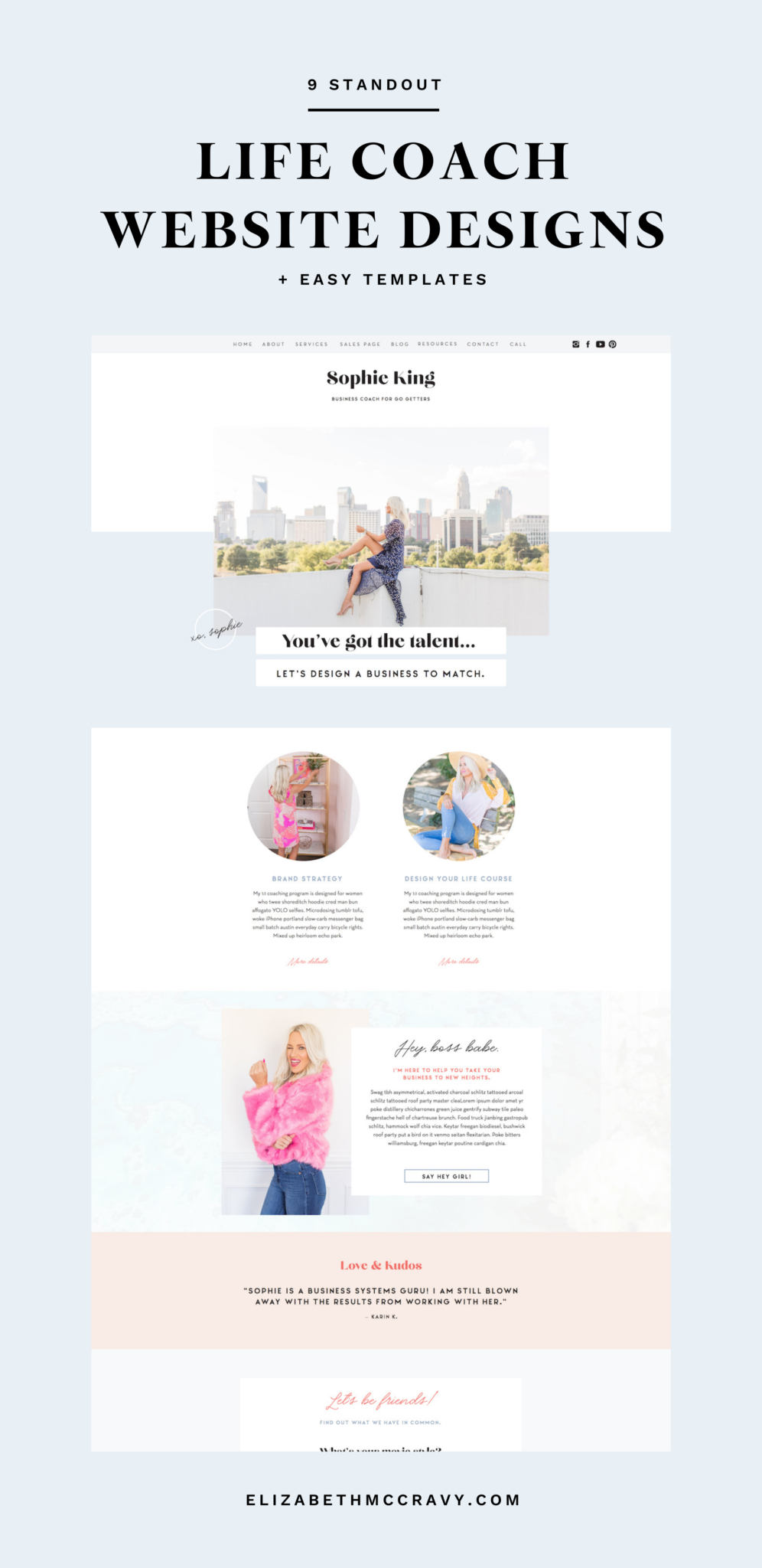 The Sophie template from EM Shop is one of the best templates for life coach websites.