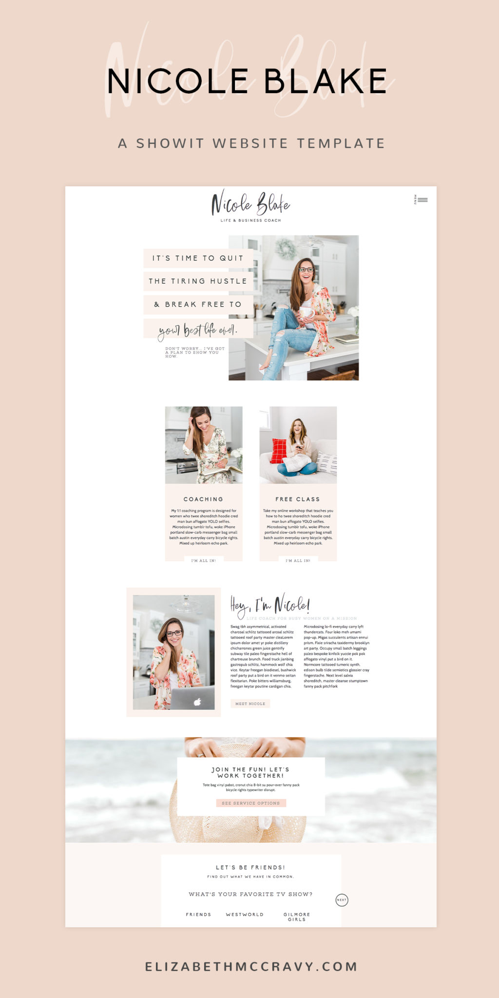 The Nicole Showit template from EM Shop is perfect for life coaches!