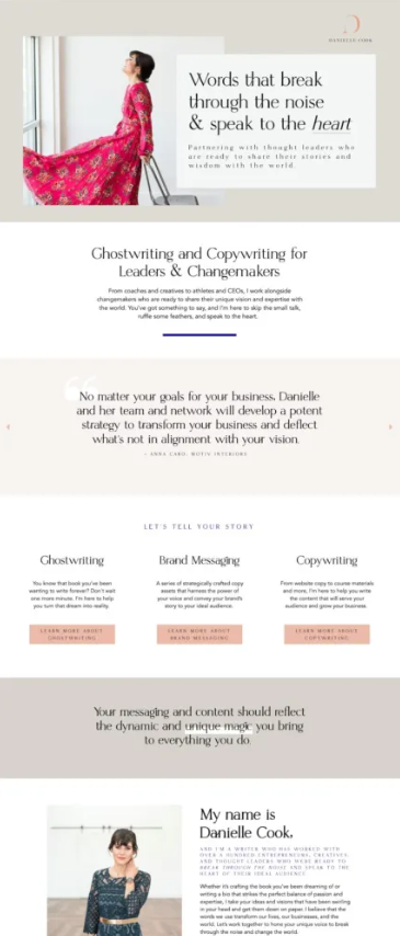 an example of one of the best showit templates for coaches