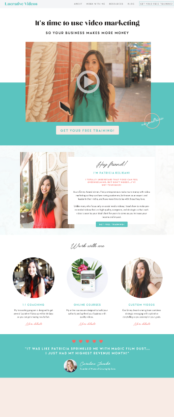 an example of one of the best showit templates for coaches