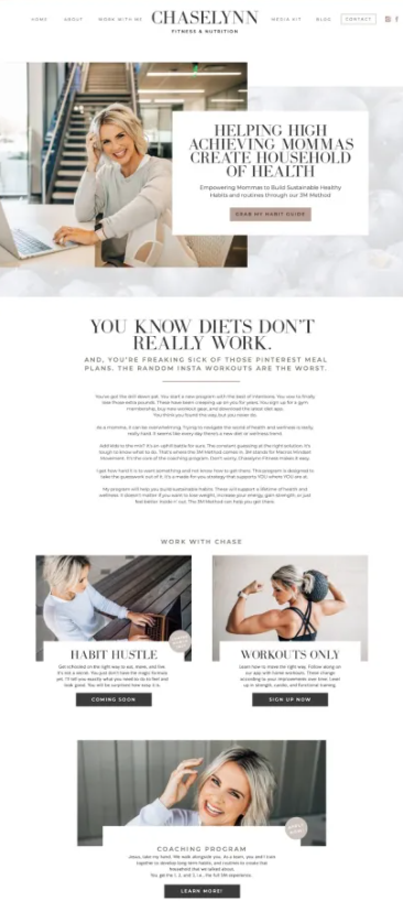 an example of one of the top showit templates for coaches