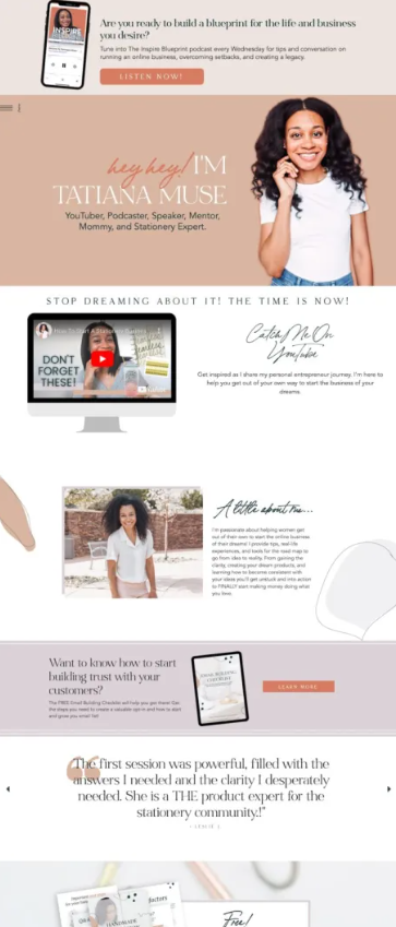 an example of one of the best showit templates for coaches