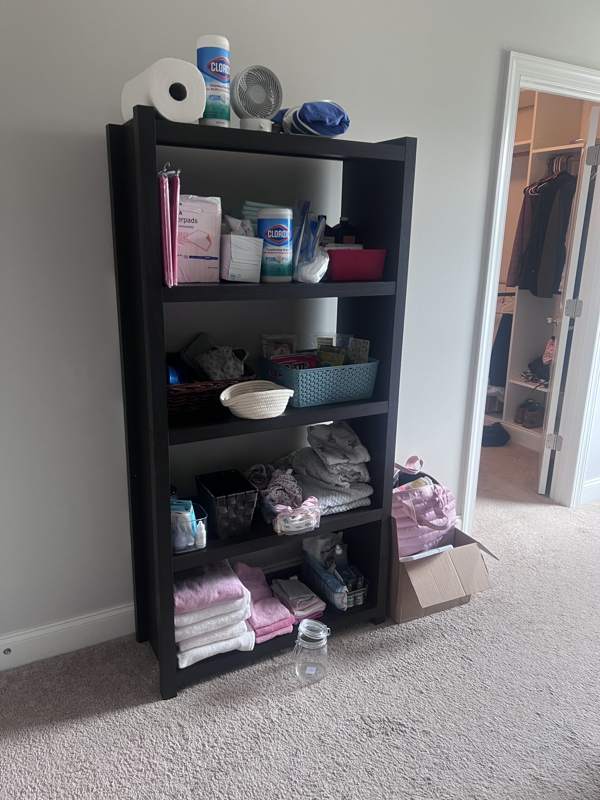 Home birth - birth shelf organization my home birth supplies set up